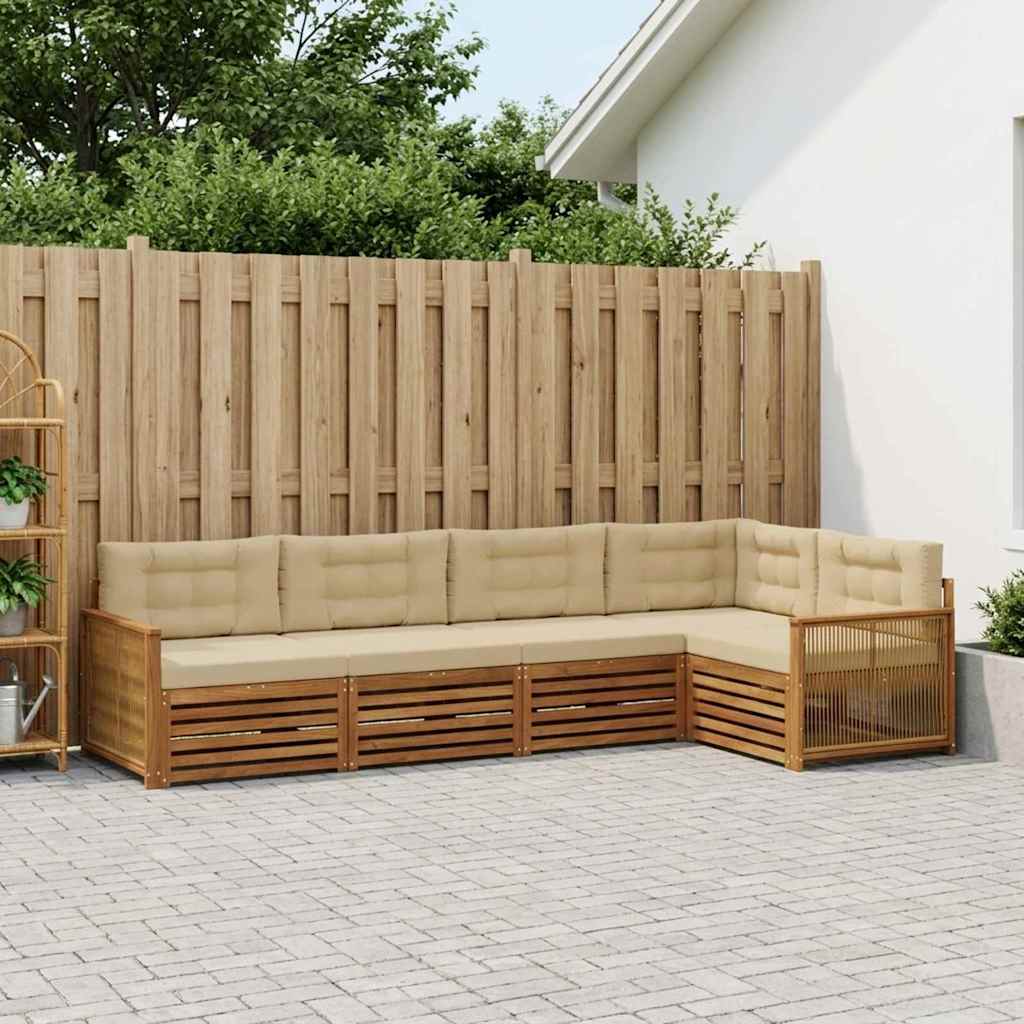 Outdoor-Sofagarnitur 5 stk. Natur und Beige
