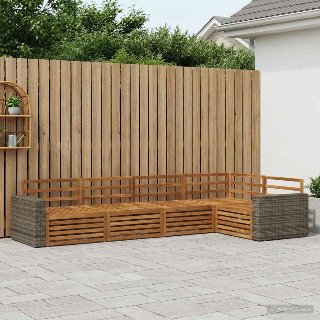 Outdoor-Sofagarnitur 5 stk. Natur Massivholz Akazie