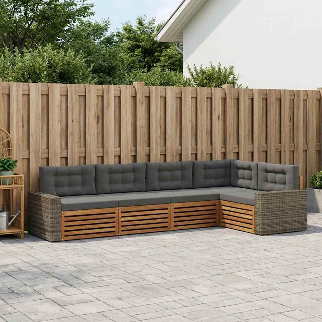 Outdoor-Sofagarnitur 5 stk. Natur und Anthrazit Polyester