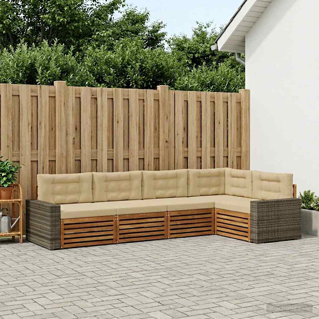 Outdoor-Sofagarnitur 5 stk. Natur und Beige Polyester