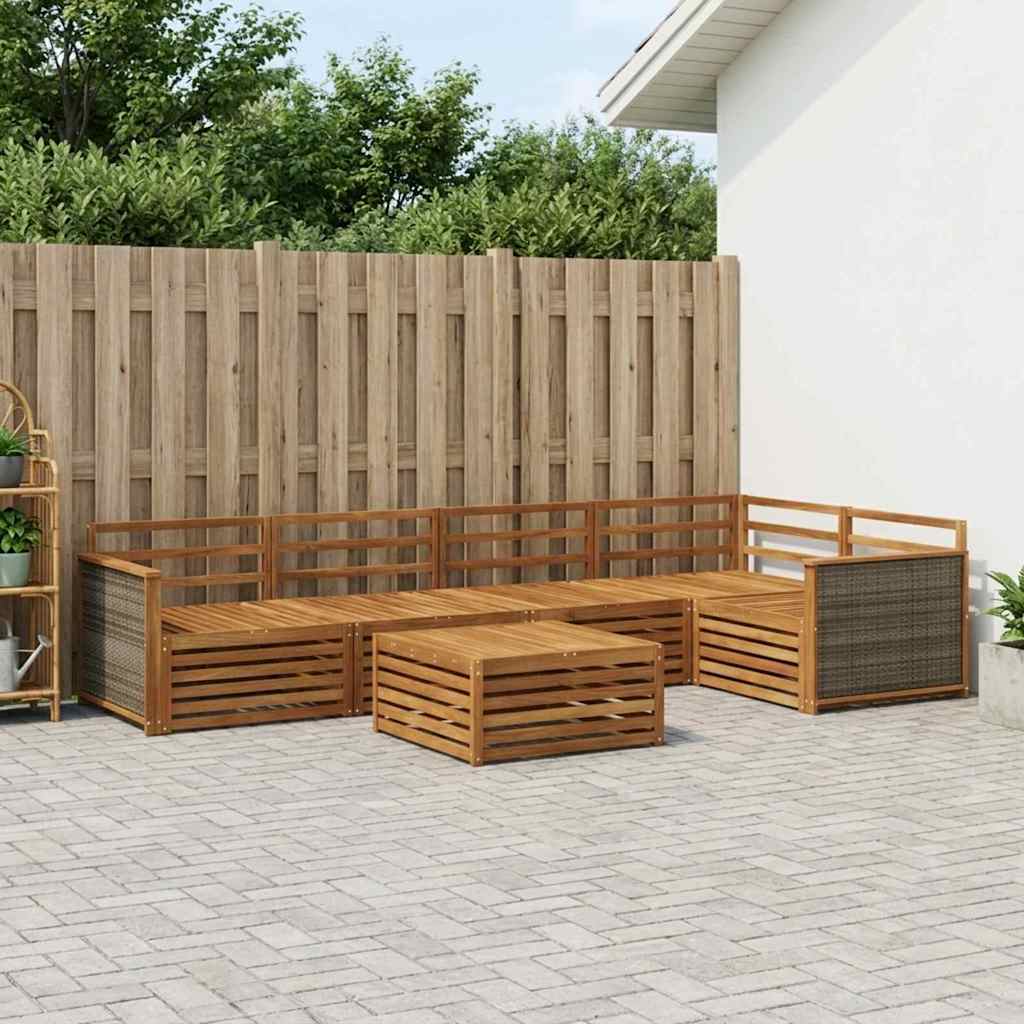 Outdoor-Sofagarnitur 6 stk. Natur Massivholz Akazie