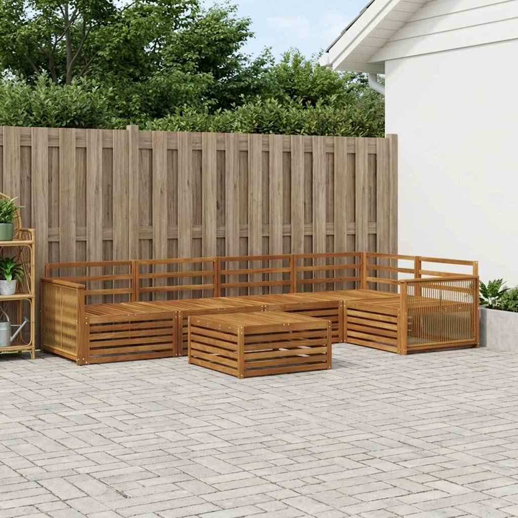 Outdoor-Sofagarnitur 6 stk. Natur Massivholz Akazie