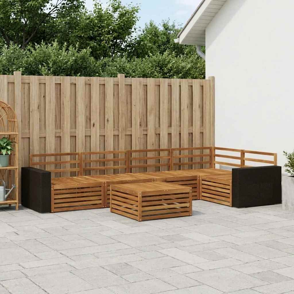 Outdoor-Sofagarnitur 6 stk. Natur Massivholz Akazie