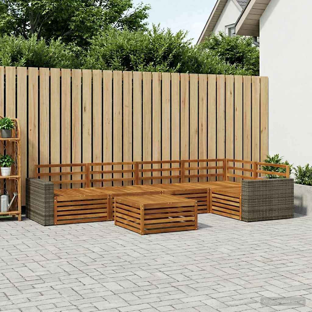 Outdoor-Sofagarnitur 6 stk. Natur Massivholz Akazie