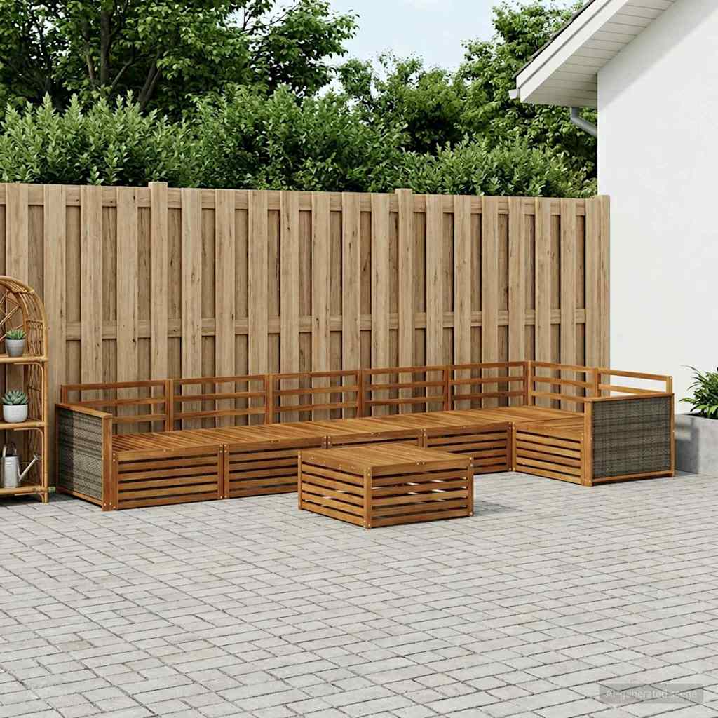 Outdoor-Sofagarnitur 7 stk. Natur Massivholz Akazie