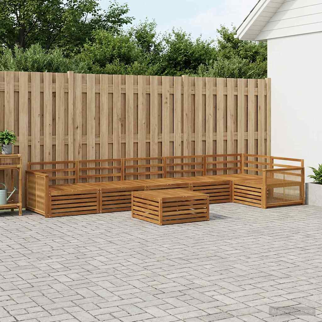 Outdoor-Sofagarnitur 7 stk. Natur Massivholz Akazie