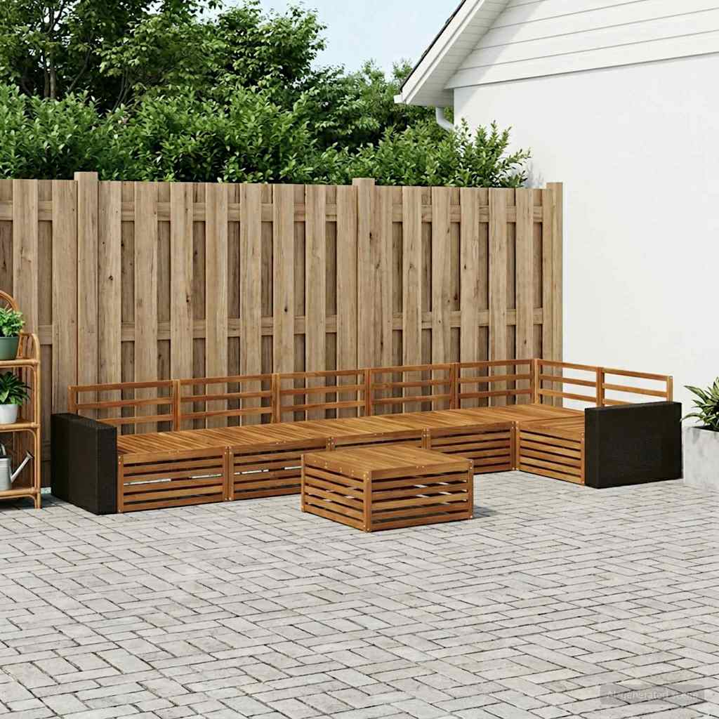 Outdoor-Sofagarnitur 7 stk. Natur Massivholz Akazie