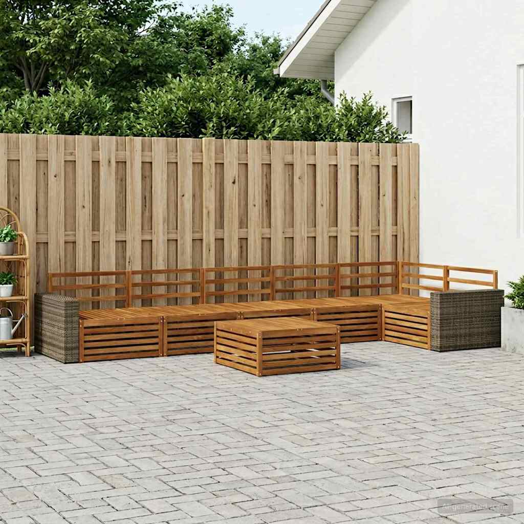 Outdoor-Sofagarnitur 7 stk. Natur Massivholz Akazie