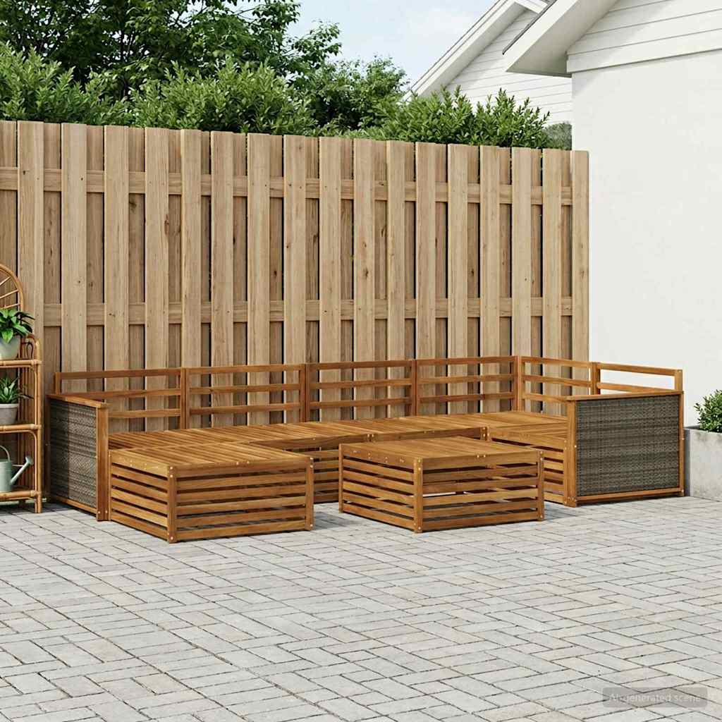 Outdoor-Sofagarnitur 7 stk. Natur