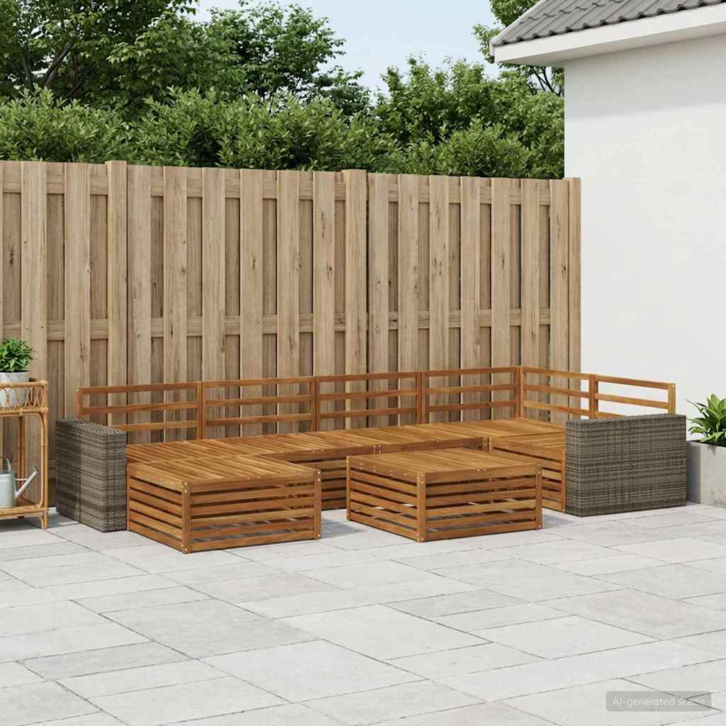 Outdoor-Sofagarnitur 7 stk. Natur