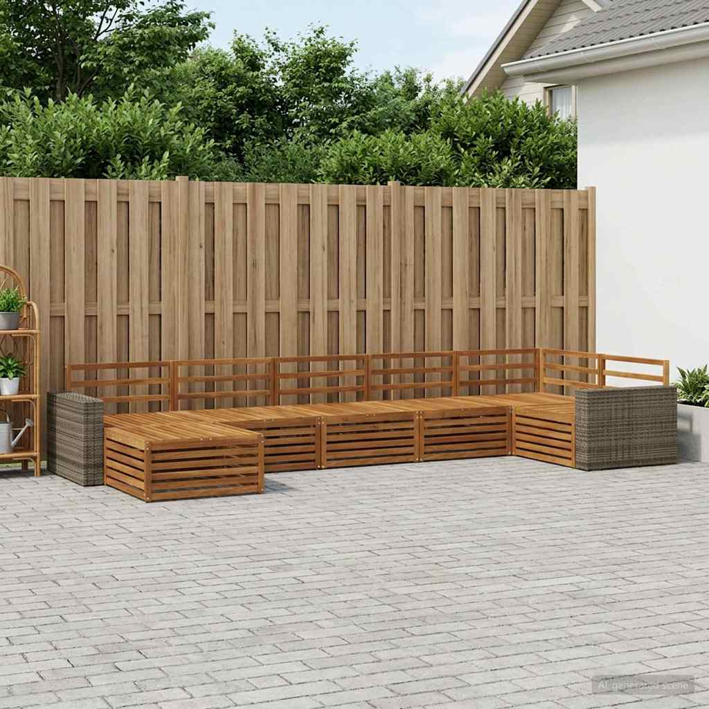 Outdoor-Sofagarnitur 7 stk. Natur