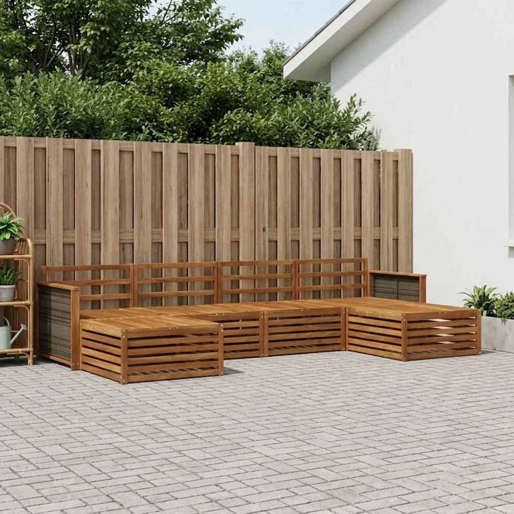 Outdoor-Sofagarnitur 6 stk. Natur Massivholz Akazie