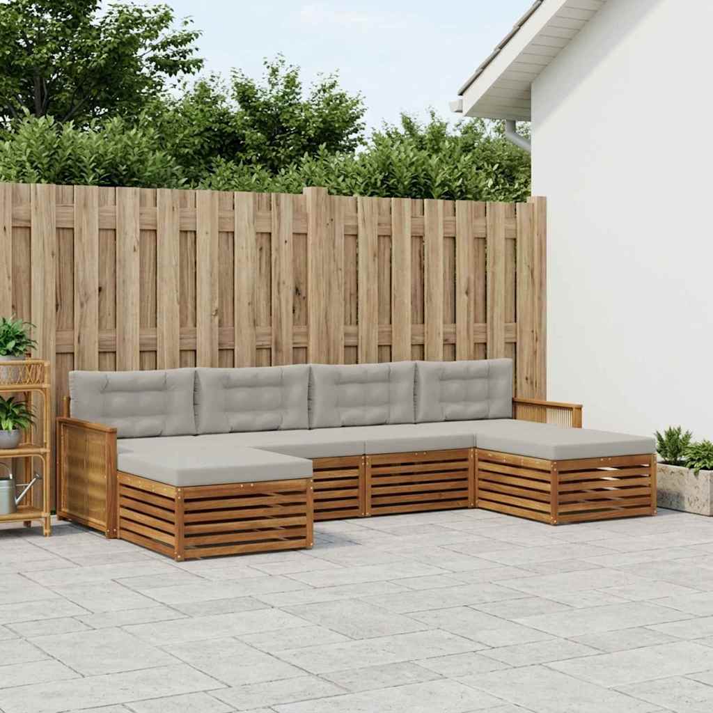 Outdoor-Sofagarnitur 6 stk. Natürlich und Hellgrau