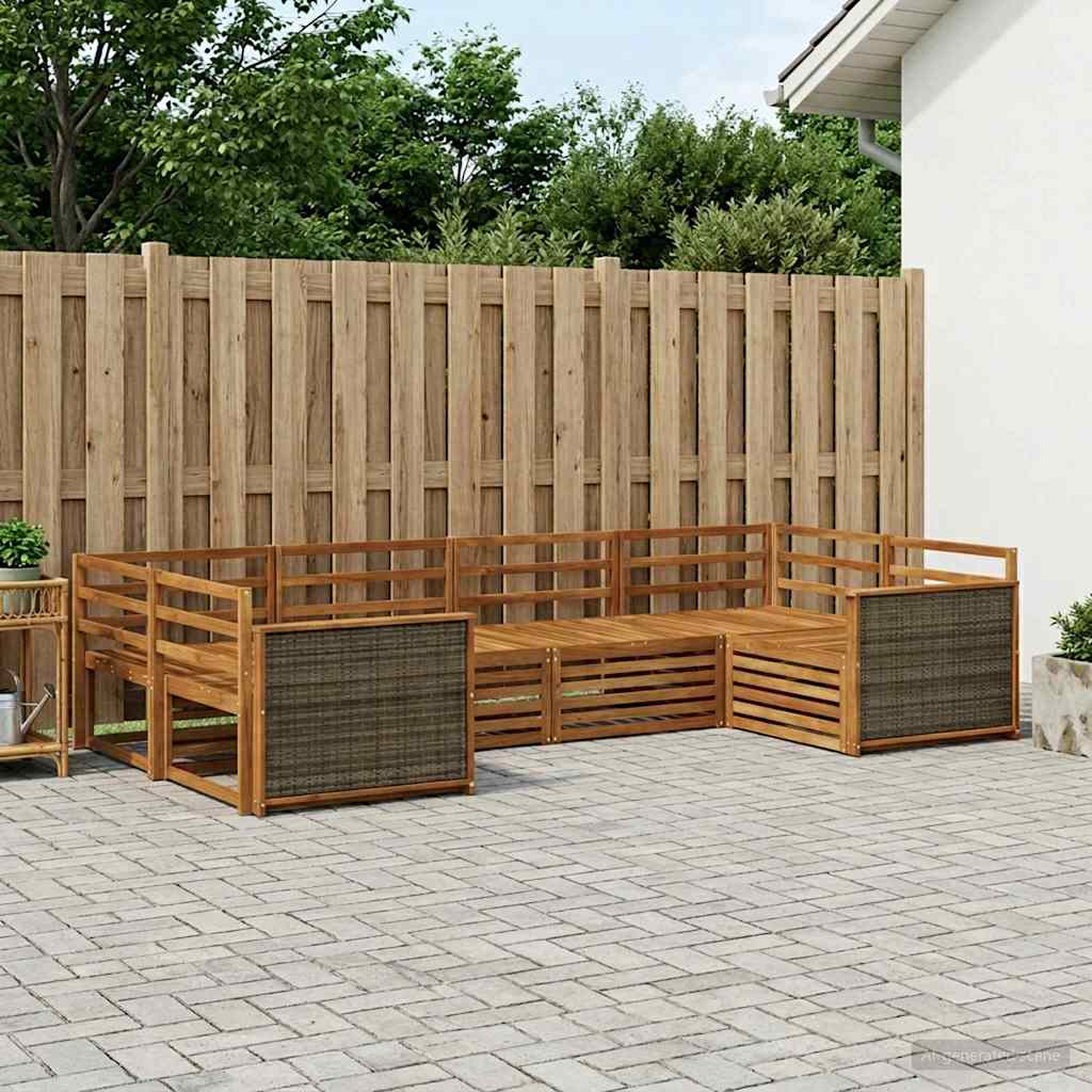 Outdoor-Sofagarnitur 6 stk. Natur Massivholz Akazie