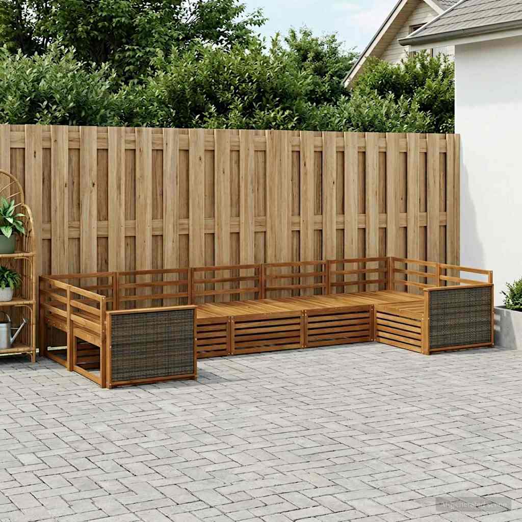 Outdoor-Sofagarnitur 7 stk. Natur Massivholz Akazie