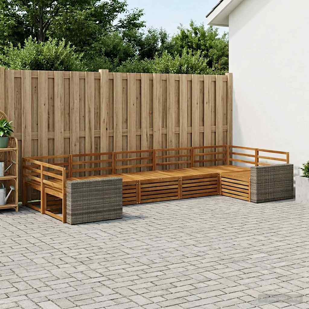Outdoor-Sofagarnitur 7 stk. Natur Massivholz Akazie