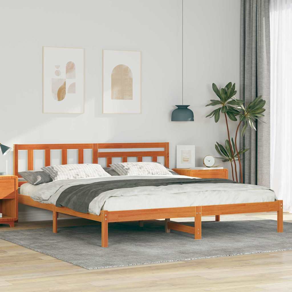 Bettrahmen Wachsbraun 180 x 200 cm Massives Kiefernholz