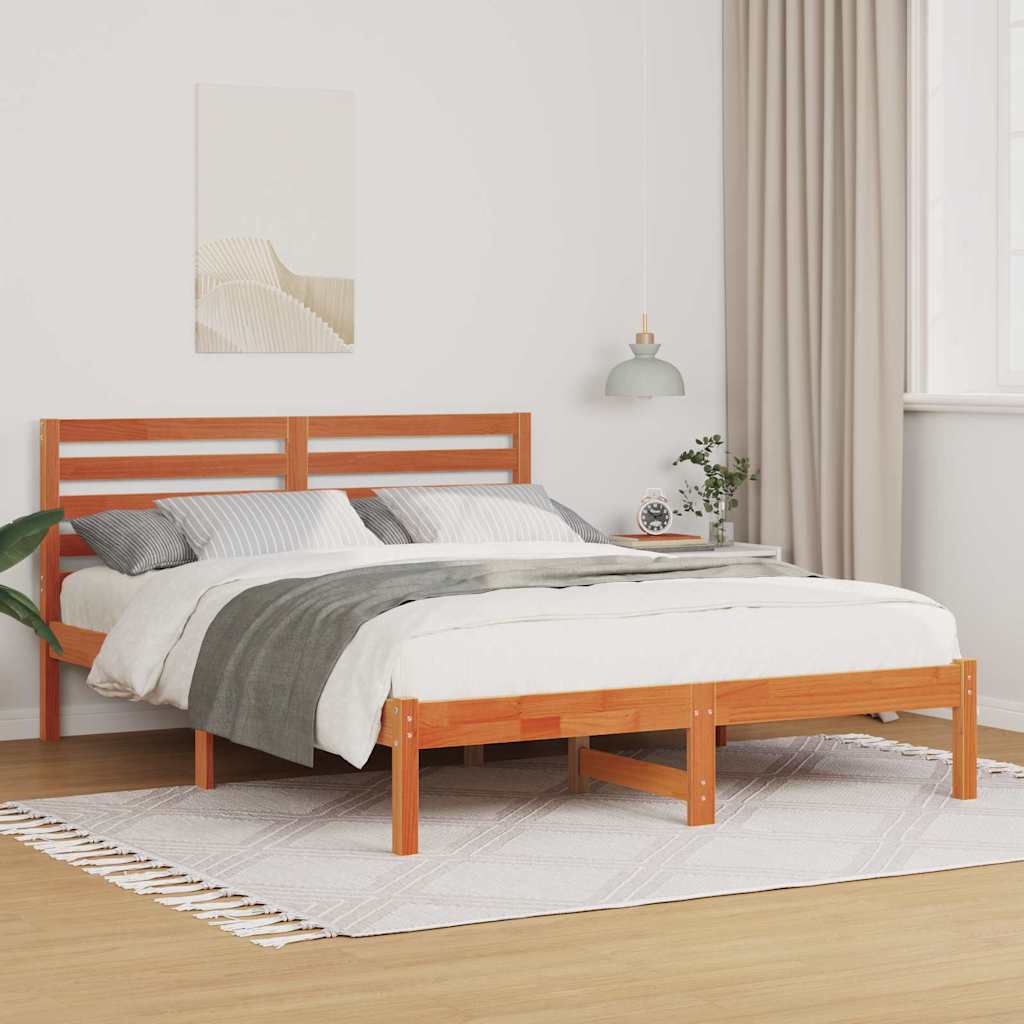 Bettrahmen Wachsbraun 120 x 190 cm Massives Kiefernholz