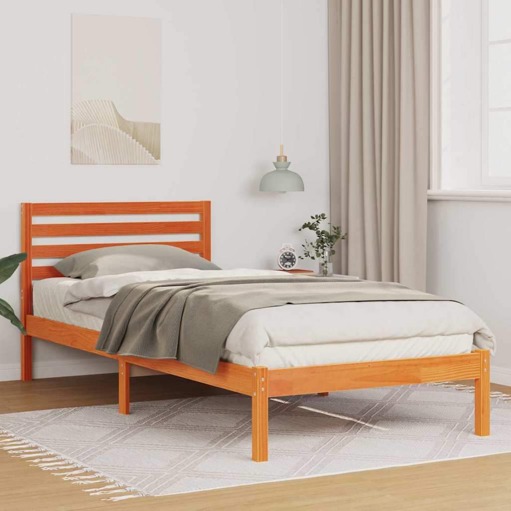 Bettrahmen Wachsbraun 100 x 210 cm Massives Kiefernholz
