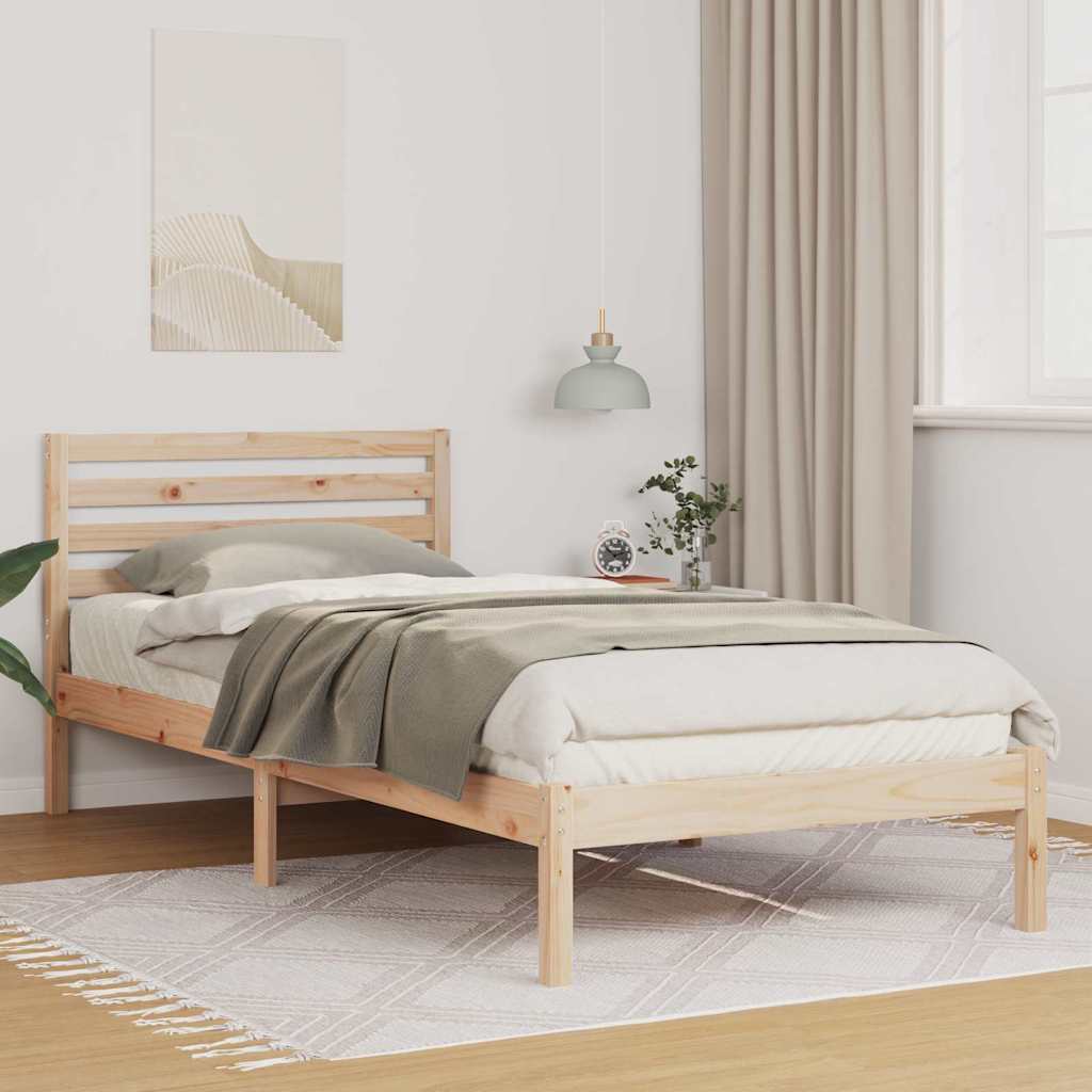 Bettrahmen mit Kopfteil Braun 100 x 220 cm Massives Kiefernholz