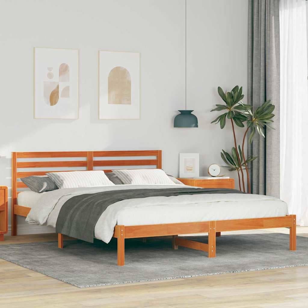 Bettrahmen Wachsbraun 160 x 220 cm Massives Kiefernholz