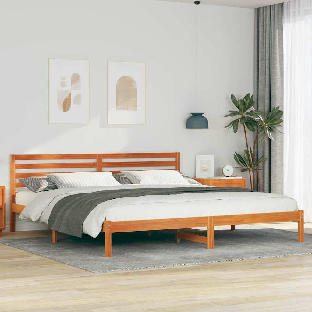 Bettrahmen Wachsbraun 180 x 220 cm Massives Kiefernholz