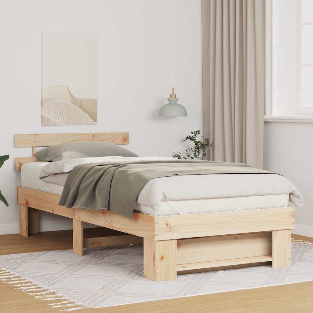 Bettrahmen mit Kopfteil Braun 80 x 200 cm Massives Kiefernholz