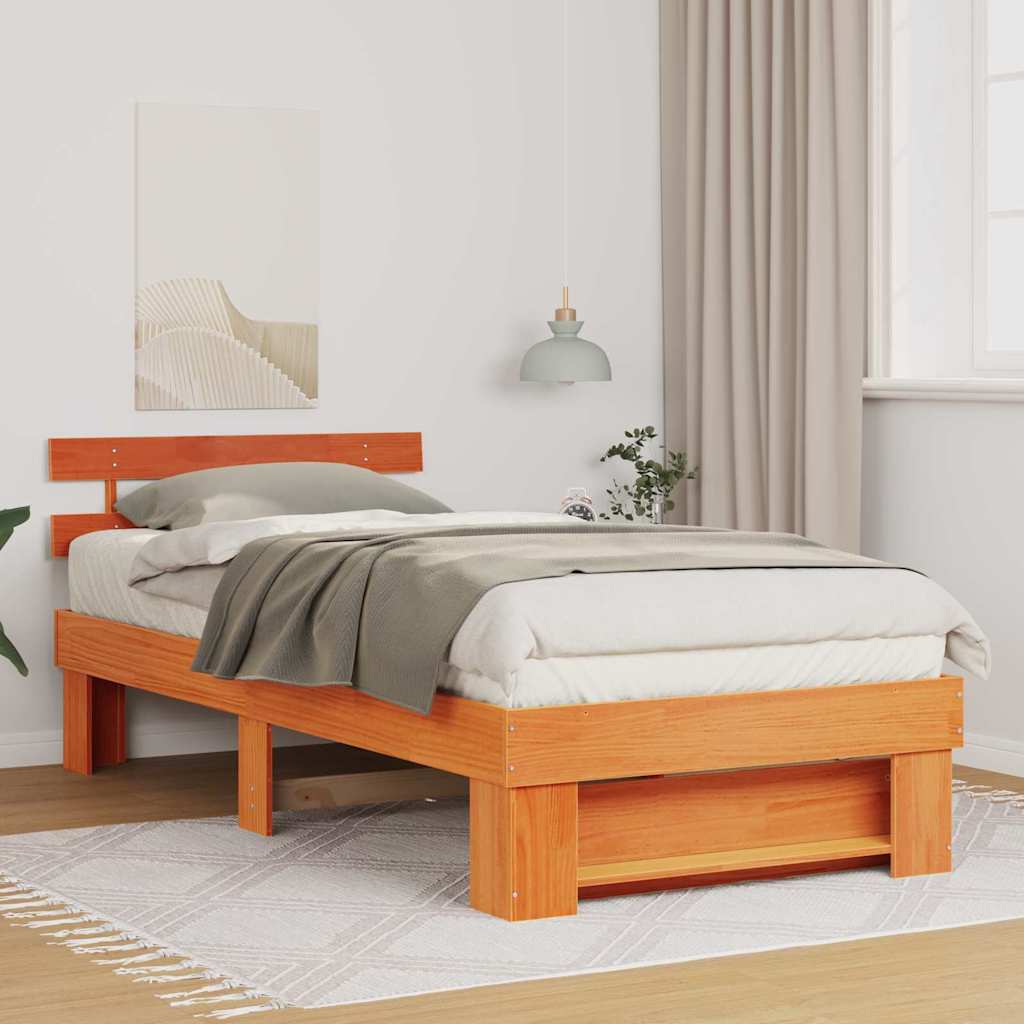 Bettrahmen Wachsbraun 75 x 190 cm Massives Kiefernholz