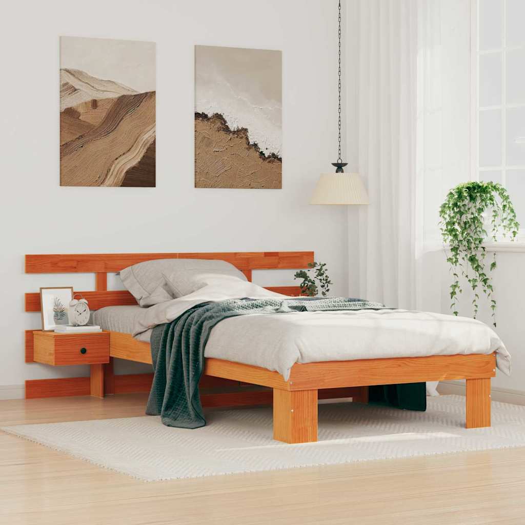 Bettrahmen Wachsbraun 100 x 200 cm Massives Kiefernholz