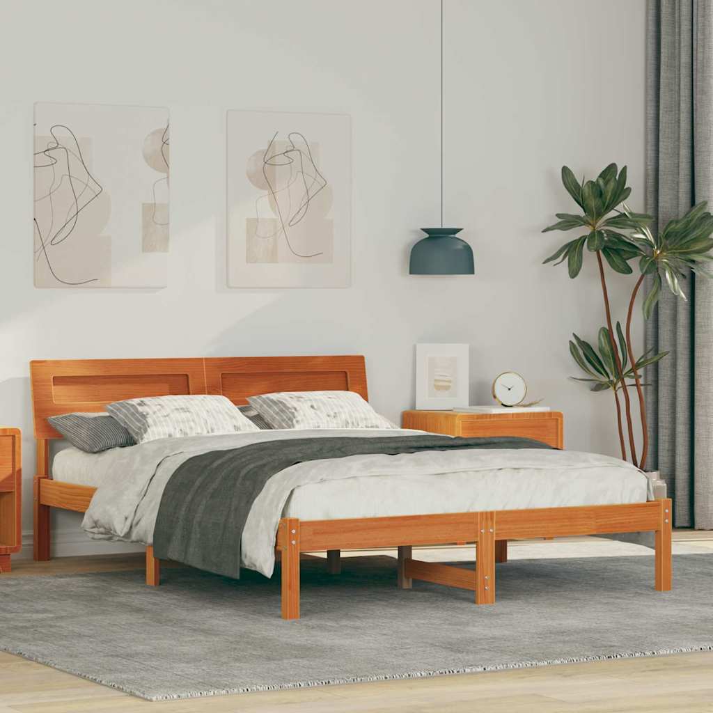 Bettrahmen Wachsbraun 120 x 200 cm Massives Kiefernholz