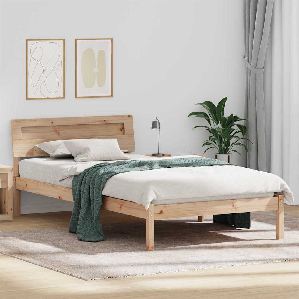 Bettrahmen mit Kopfteil Braun 75 x 190 cm Massives Kiefernholz