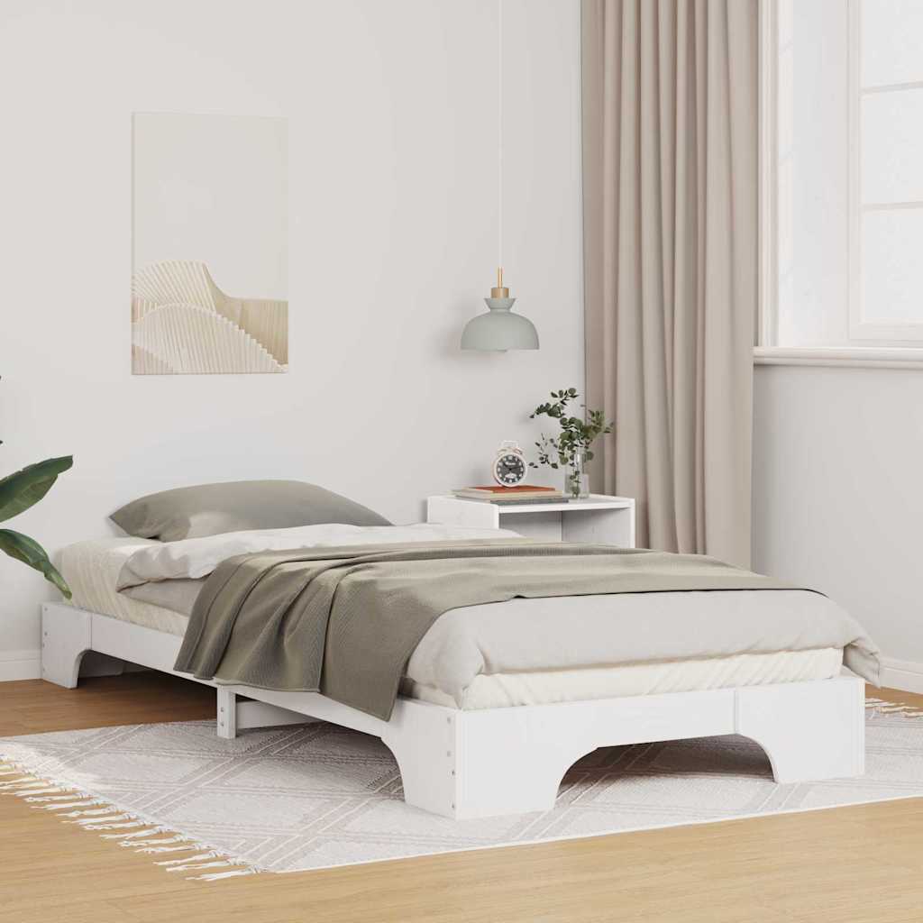 Bettrahmen Weiß 80 x 220 cm Massives Kiefernholz