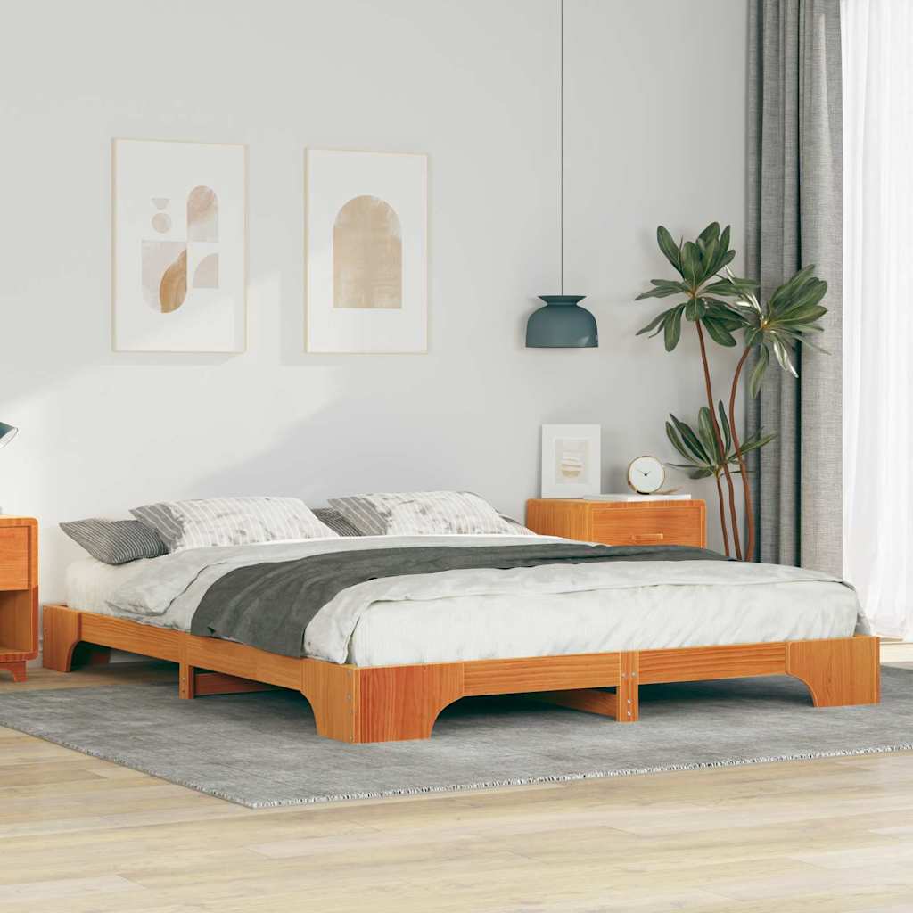 Bettrahmen Braun 160 x 220 cm Massives Kiefernholz