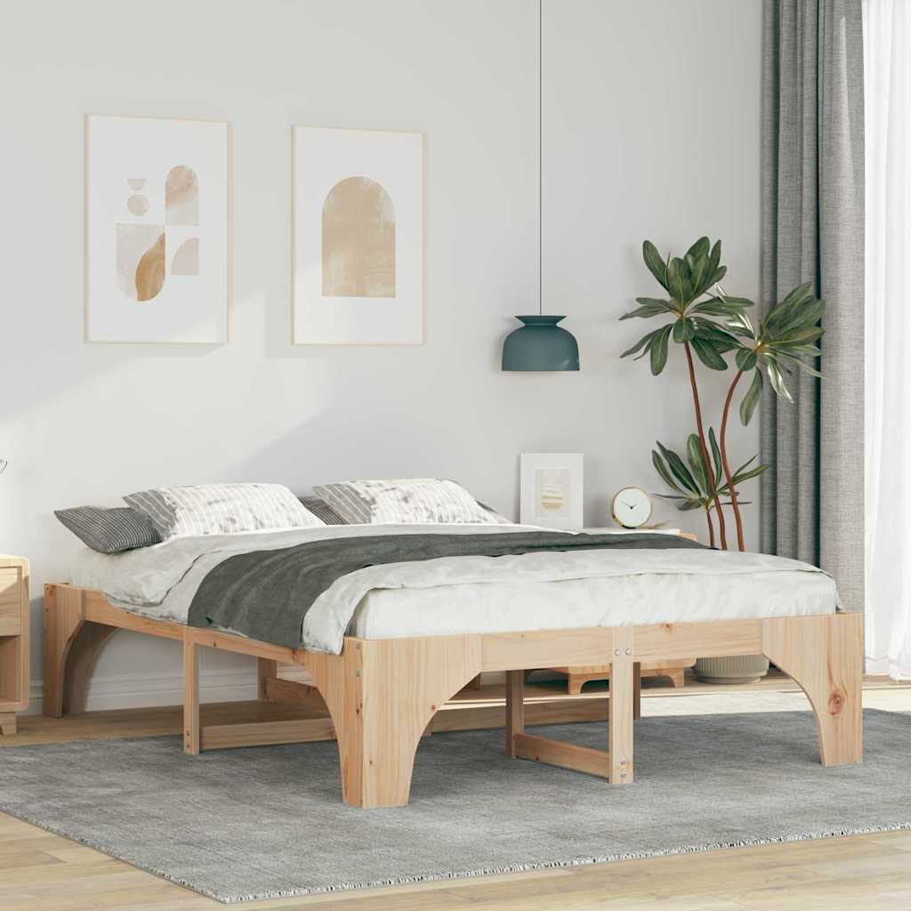 Bettrahmen Braun 140 x 200 cm Massives Kiefernholz