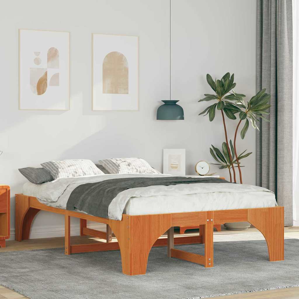 Bettrahmen Braun 120 x 190 cm Massives Kiefernholz