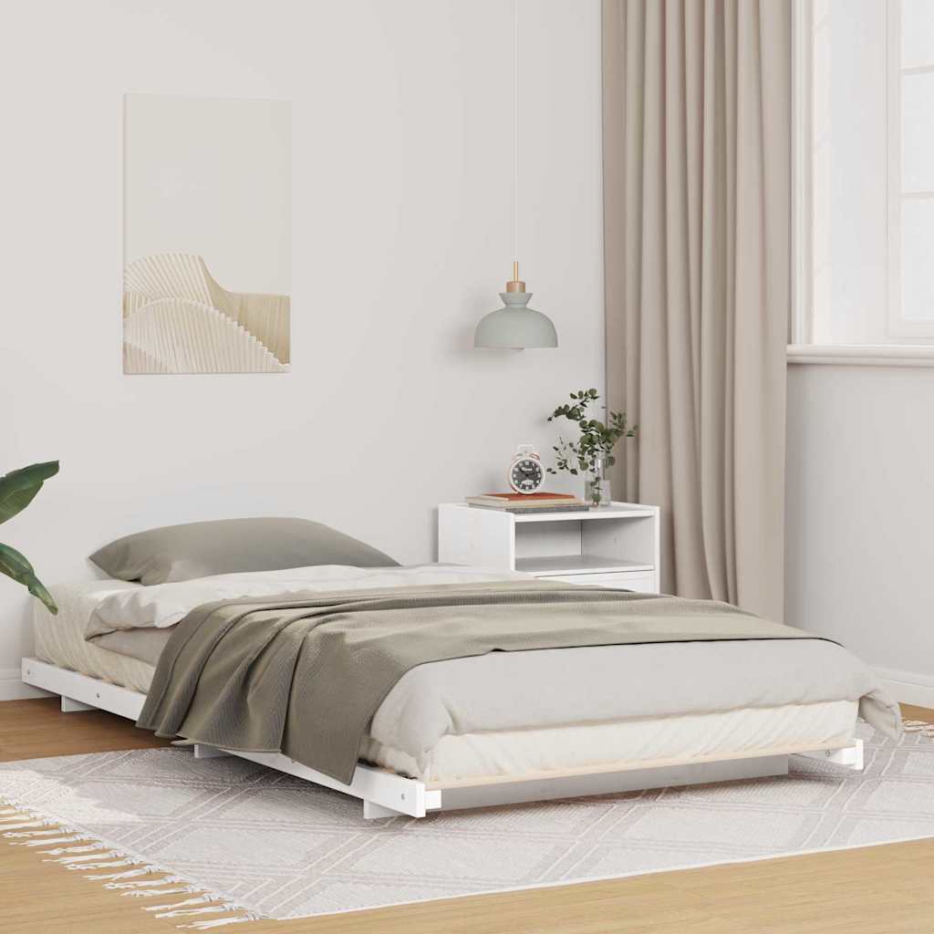 Bettrahmen Weiß 75 x 190 cm Massives Kiefernholz