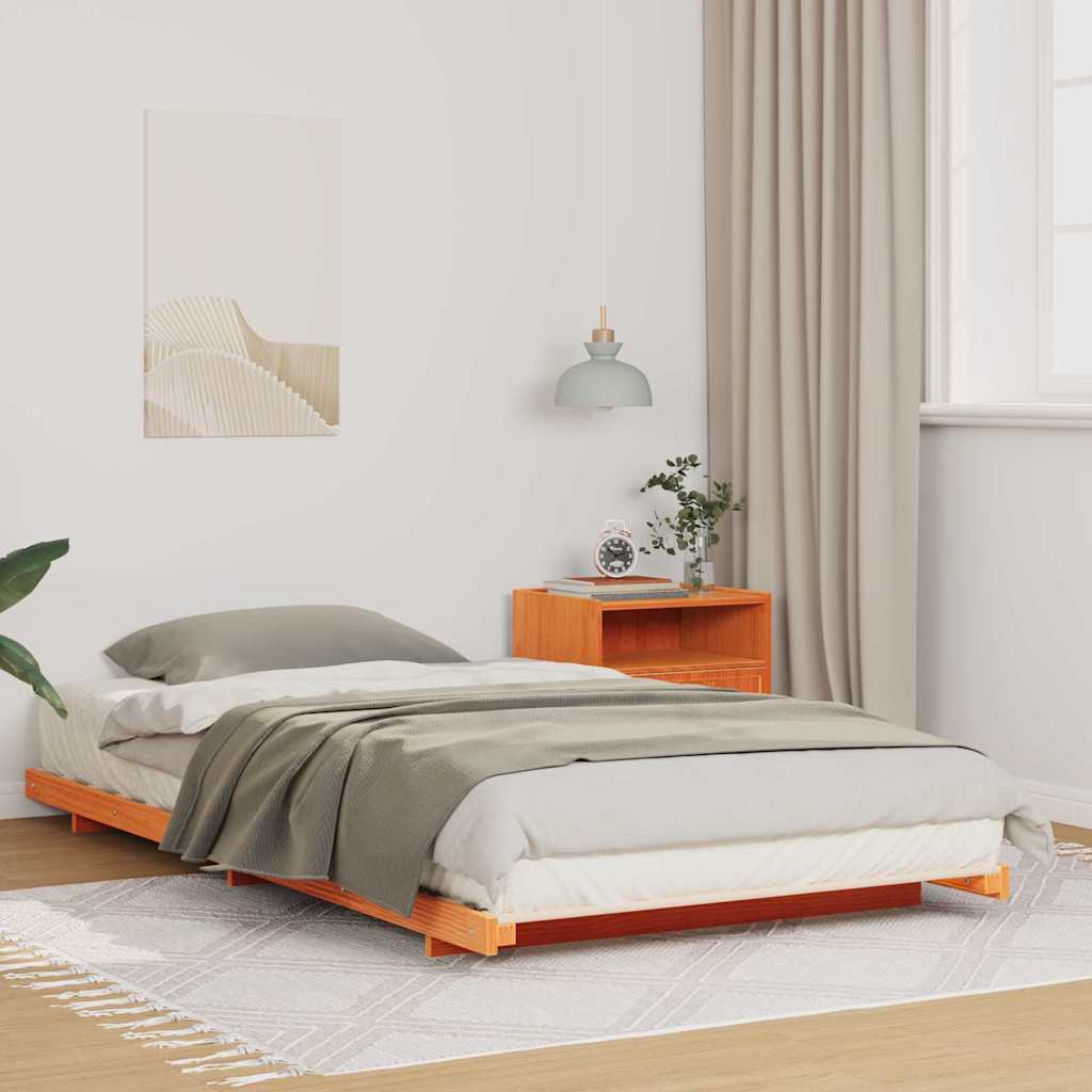 Bettrahmen Wachsbraun 90 x 210 cm Massives Kiefernholz