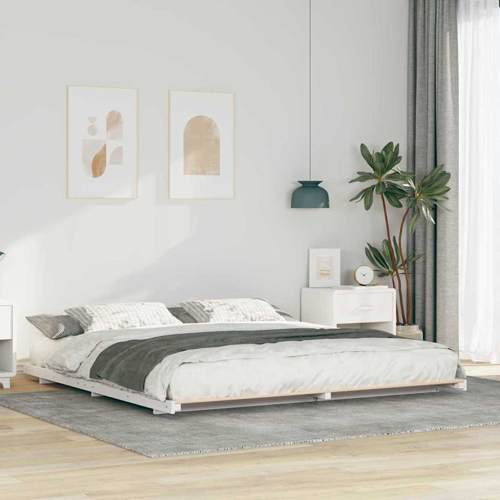 Bettrahmen Weiß 180 x 210 cm Massives Kiefernholz
