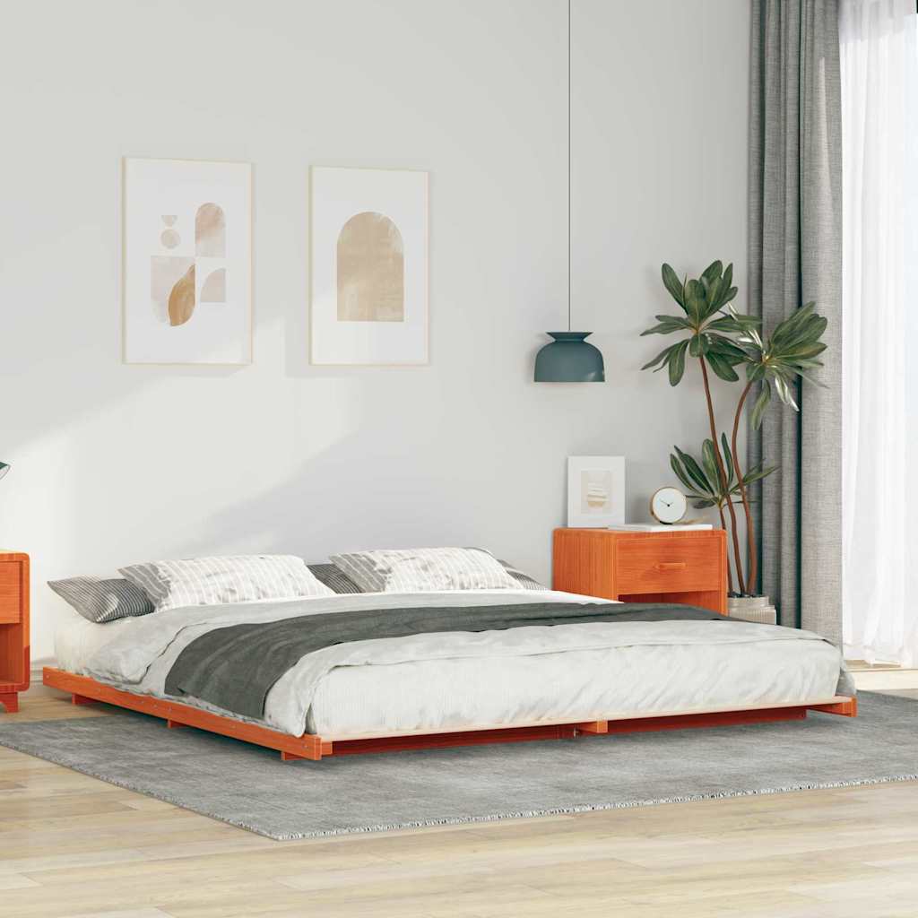 Bettrahmen Wachsbraun 180 x 210 cm Massives Kiefernholz