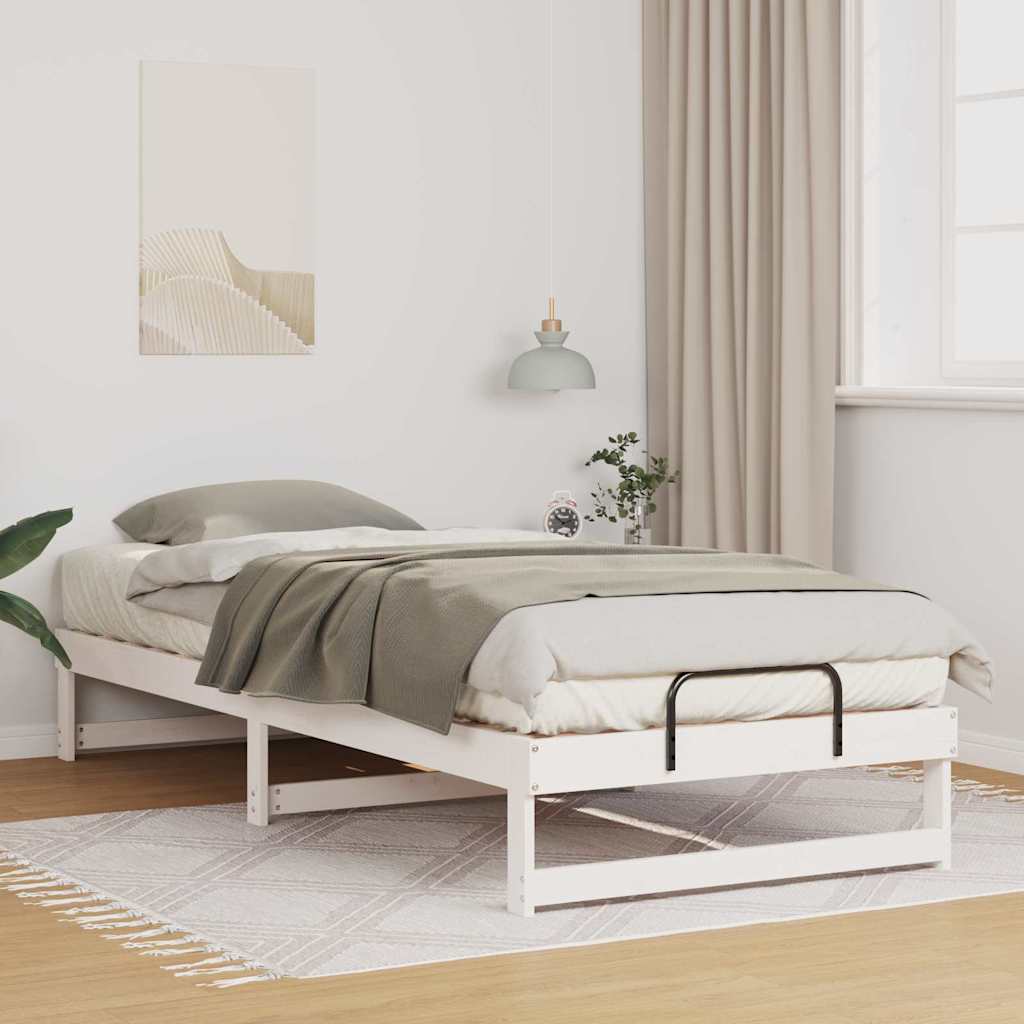 Bettrahmen Weiß 100 x 220 cm Massives Kiefernholz