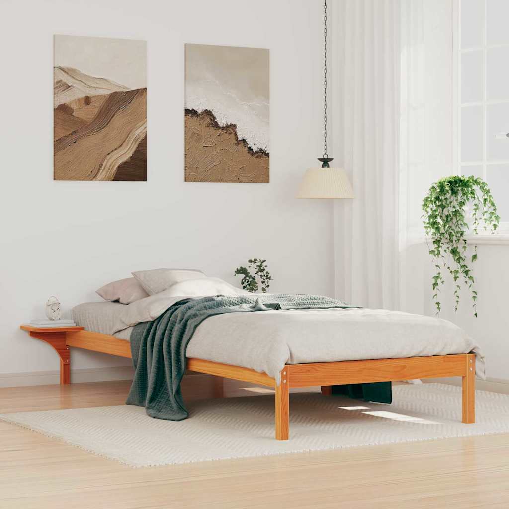 Bettgestell mit Nachttischen Wachsbraun 80 x 210 cm
