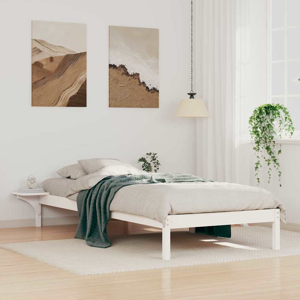 Bettgestell mit Nachttischen Weiß 100 x 210 cm
