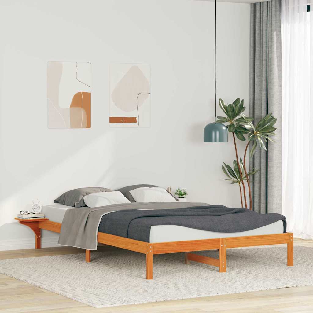 Bettgestell mit Nachttischen Wachsbraun 160 x 210 cm