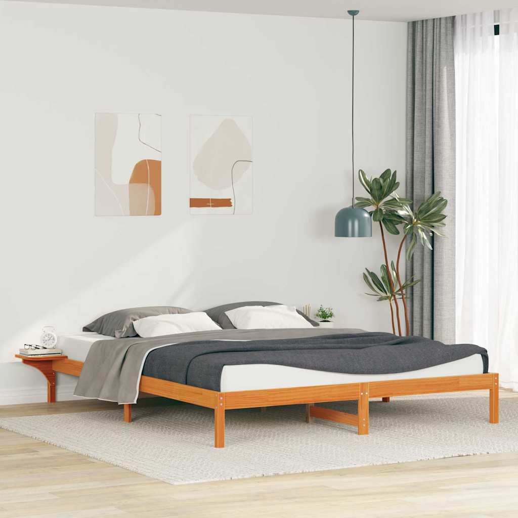 Bettgestell mit Nachttischen Wachsbraun 200 x 210 cm
