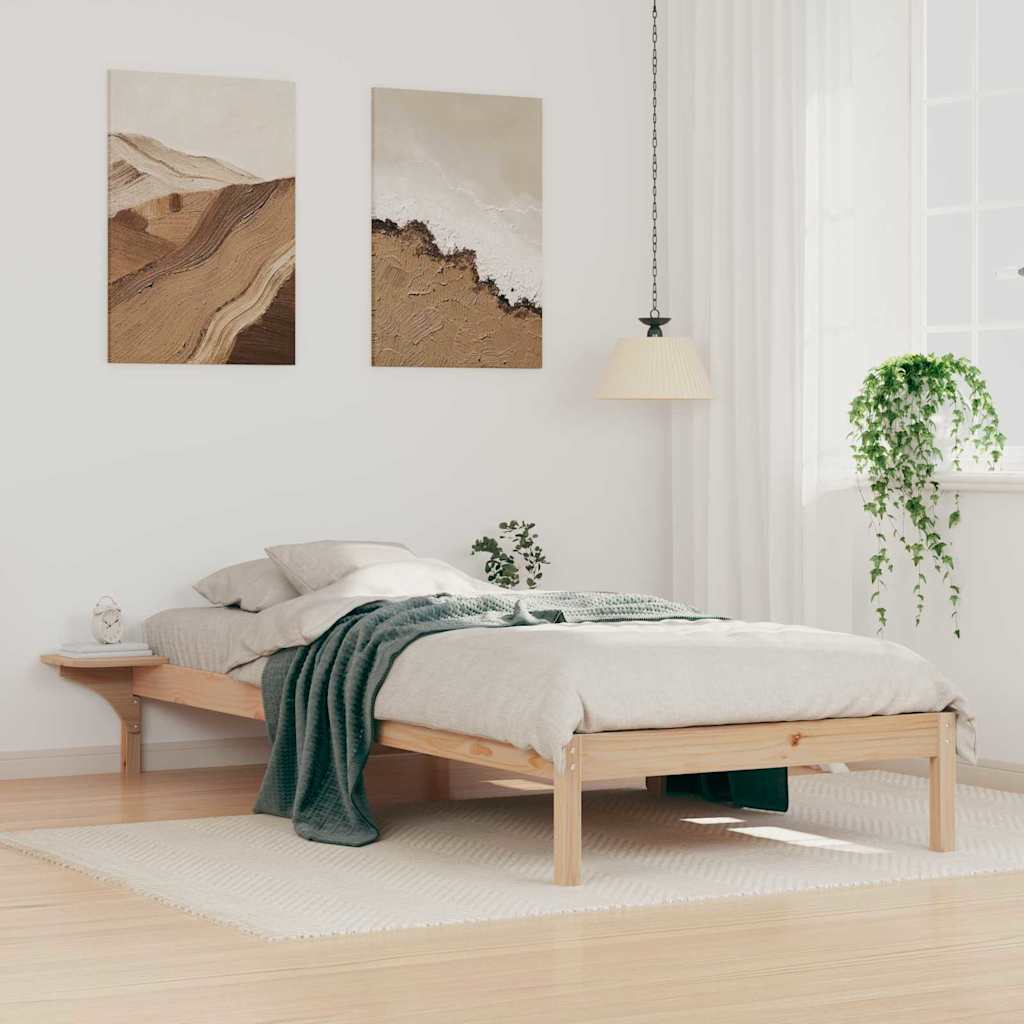 Bettgestell mit Nachttischen Natur 90 x 220 cm