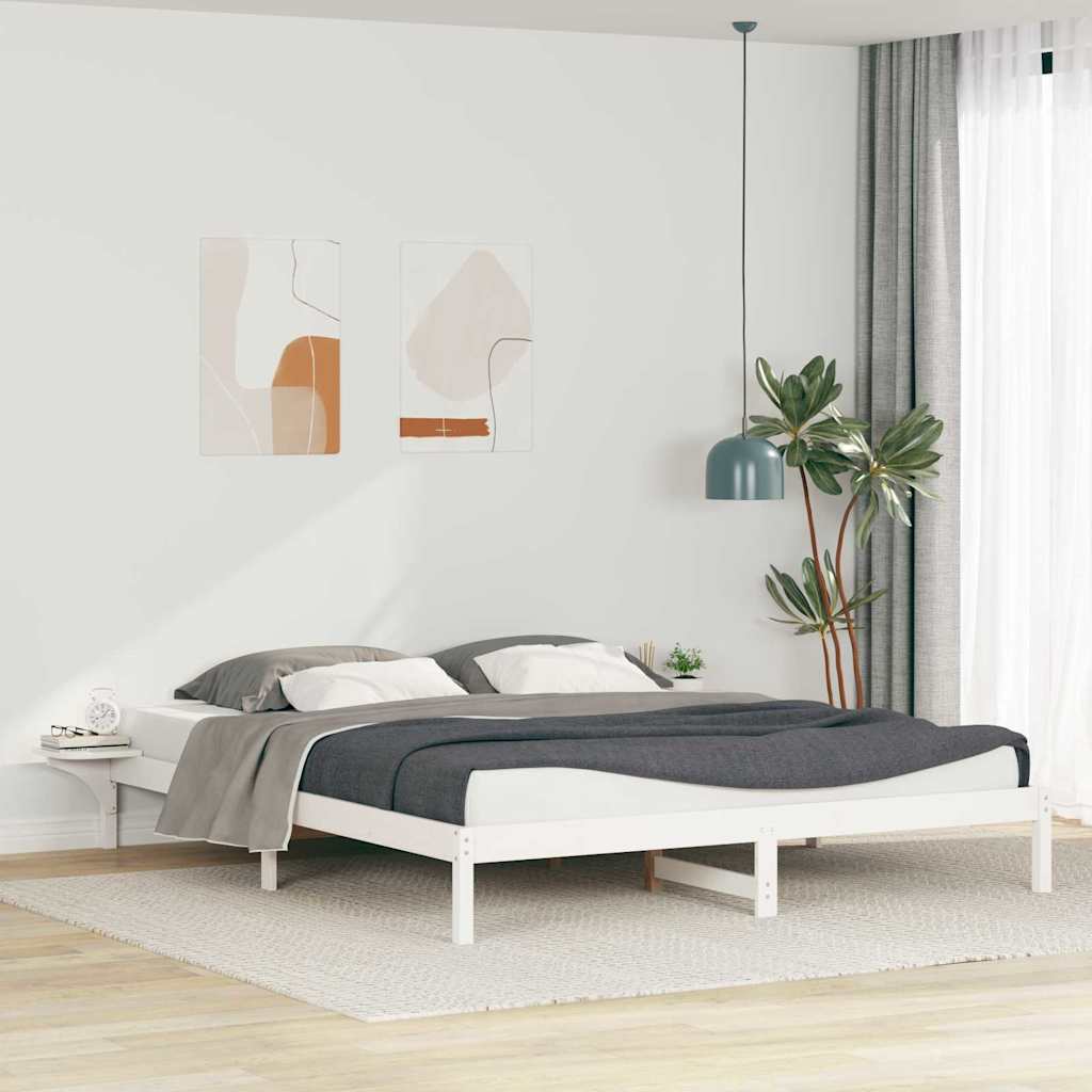 Bettgestell mit Nachttischen Weiß 180 x 220 cm