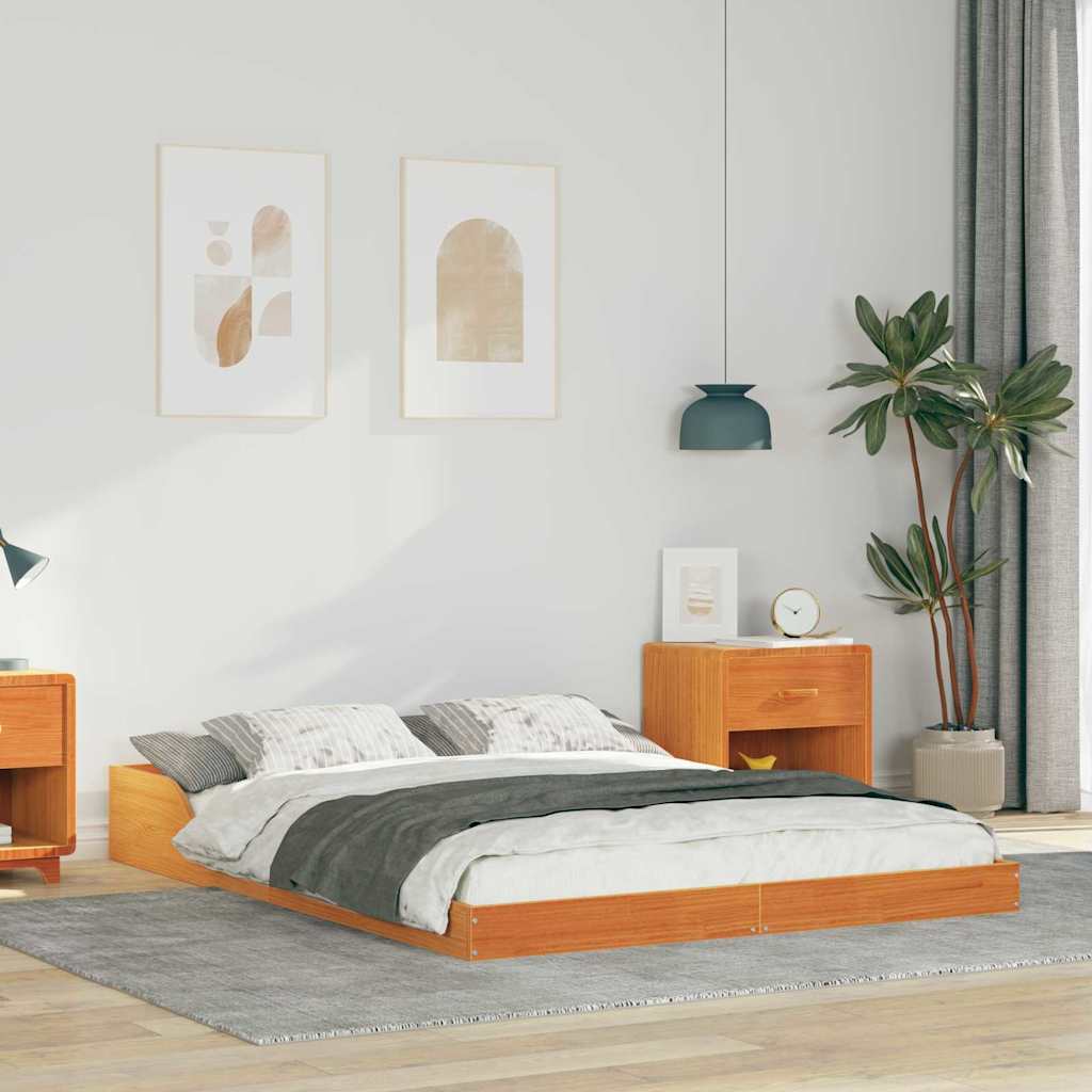 Bettrahmen Wachsbraun 120 x 200 cm Massives Kiefernholz