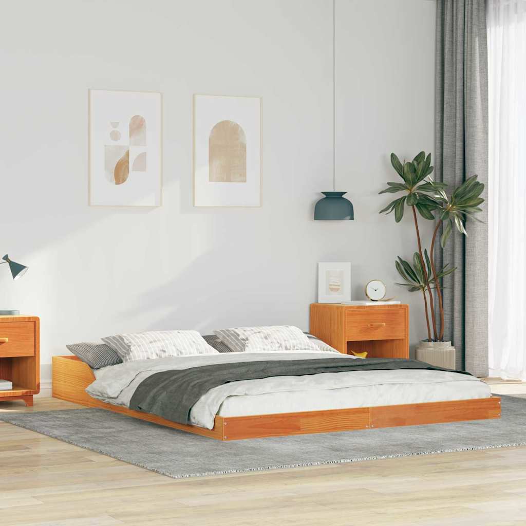 Bettrahmen Wachsbraun 140 x 210 cm Massives Kiefernholz