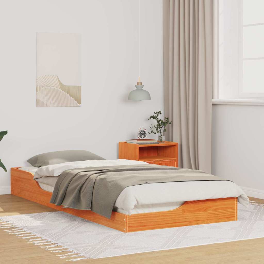 Bettrahmen Wachsbraun 90 x 210 cm Massives Kiefernholz