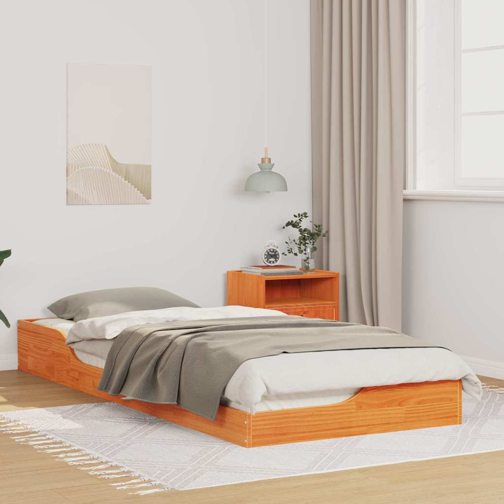Bettrahmen Wachsbraun 90 x 220 cm Massives Kiefernholz